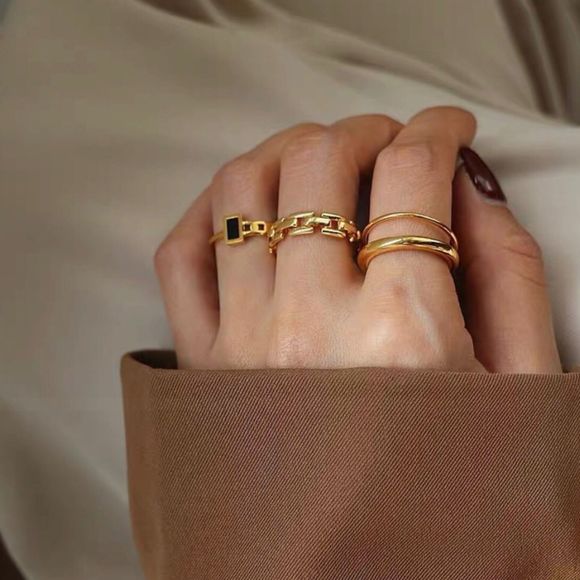 18K Gold Plated Taylor Double Open Band Ring - Picture 5 of 7